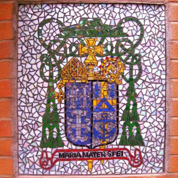 Catholic Coat of Arms Mosaic was created by Artist Bonnie Lee Turner for the entrance to St. Agatha's Church in Woonsocket, RI